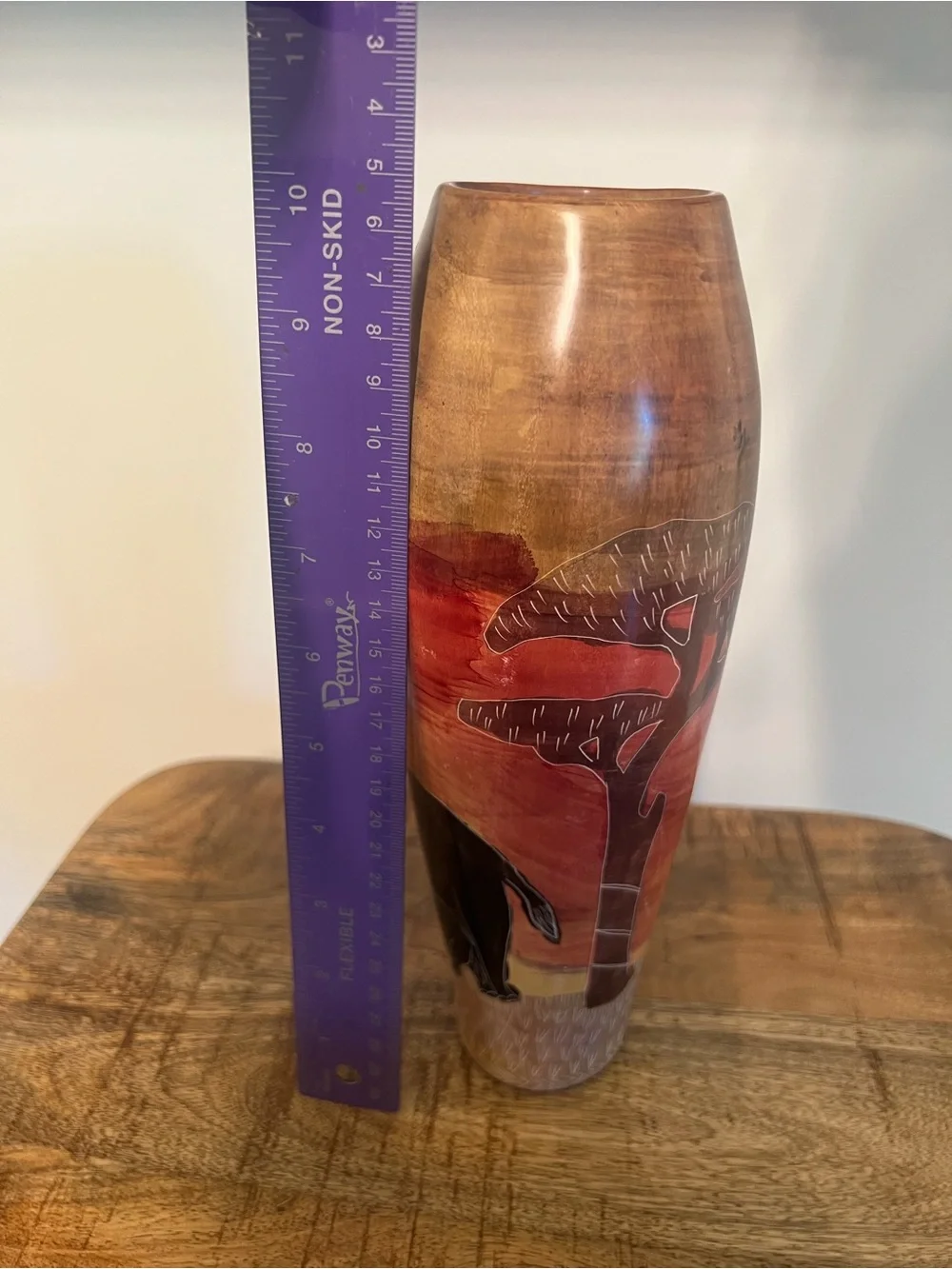 Hand-Carved Painted Soapstone Vase - Elephant Design